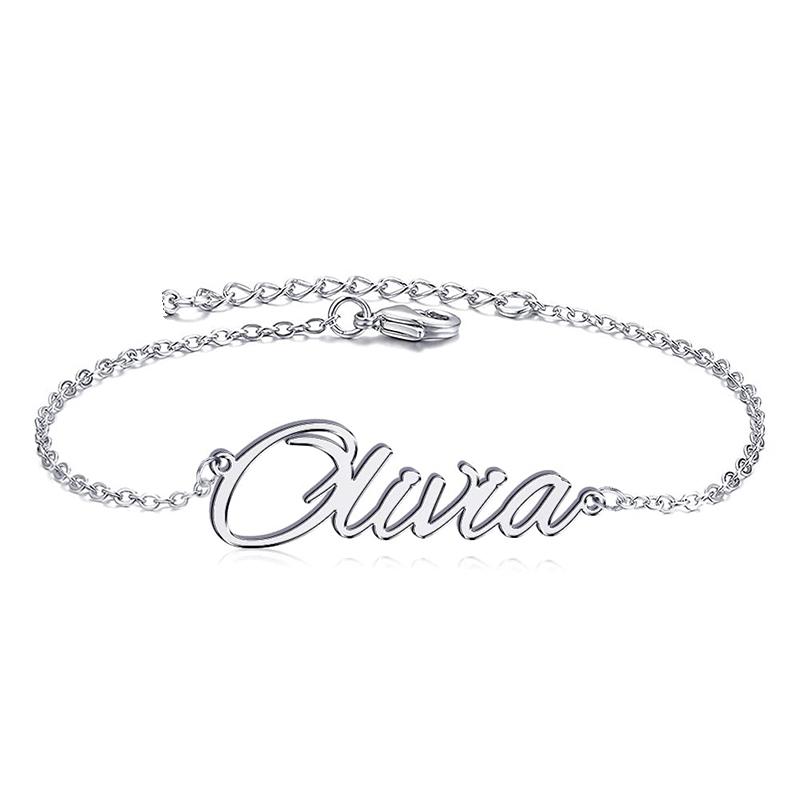Stainless Steel Women Gold Plated Custom Name Ankle Bracelet