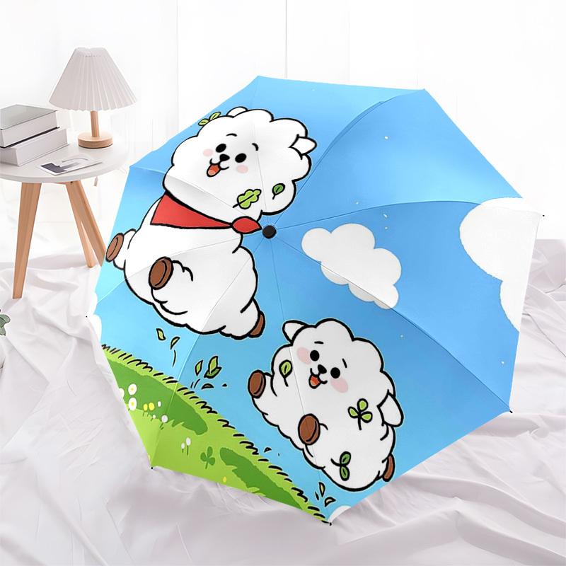 1pc Outdoor Umbrella with Cute Cartoon Sheep Design - Automatic Opening & Closing, Portable 3-Fold Design, Iron Frame, Perfect Gift for Fans, Tra