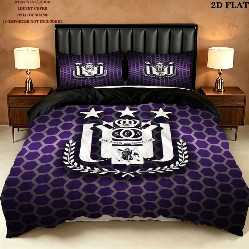 Rsc Anderlecht Pattern Bedding uilt Set uilt Cover Pillowcase Home Decoration Birthday Gift (1 * duvet cover + 2 * pillowcase without core)