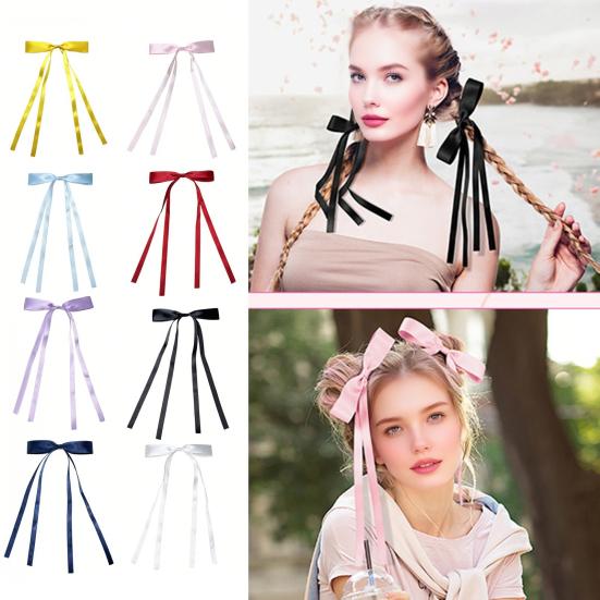 Заколка для волос для девочки, длинная лента, бант, декор, заколка для волос, декоративная заколка для волос на затылок, металлические шпильки, аксессуары для волос на День святого Валентина