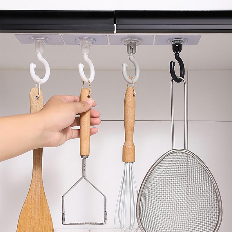 Самоклеящиеся крючки Потолочные вращающиеся крючки Настенные дверные крепкие липкие крючки-присоски Многоцелевые крючки для хранения Домашнее хранение