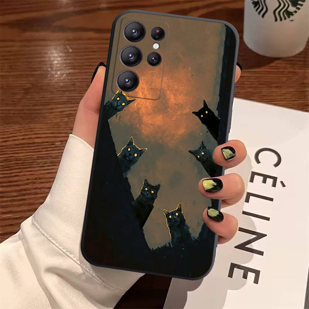 Темный Забавный Чехол-Кот Монстр Для Samsung Galaxy Case S25 S23 S22 S21 S30 S20 S10 Ultra Plus FE Мягкое ТПУ Покрытие