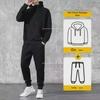 Men's Casual Korean-Style Velvet Thickened Sweater and Pants Set for Autumn/Winter