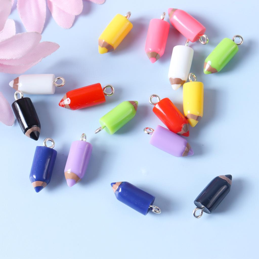20Pcs Colorful Pencil Charms Resin Pencil Shape Charms Pendants Diy Keychain Earrings For Jewelry Making Accessories