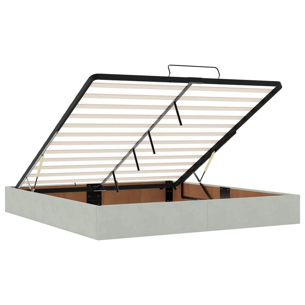 Ottoman Bed with Mattress Light Grey 200 x 200 cm Velvet
