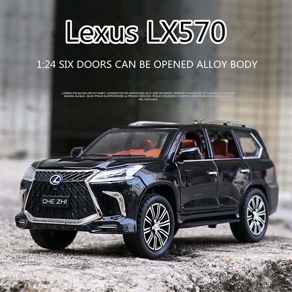 1/32 Scale Lexus LX570 Off-Road Alloy Diecast Car Model, Pull Back Metal Vehicle Toy with Sound and Light 6 Open Doors for Kids Adults Gift Collection