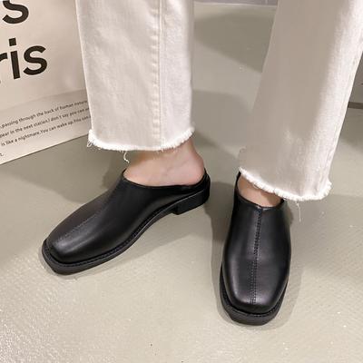 Повседневные туфли для женщин 2024 осенний стиль квадратный носок женский комплект из двух предметов с дизайном с мелким вырезом для женской обуви