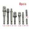 8 Pcs Socket Adapter Set Impact Driver Power Bits Extension Bit 1/4 Inch 3/8 Inch 1/2 Inch Power Hand Tools Driver Extension