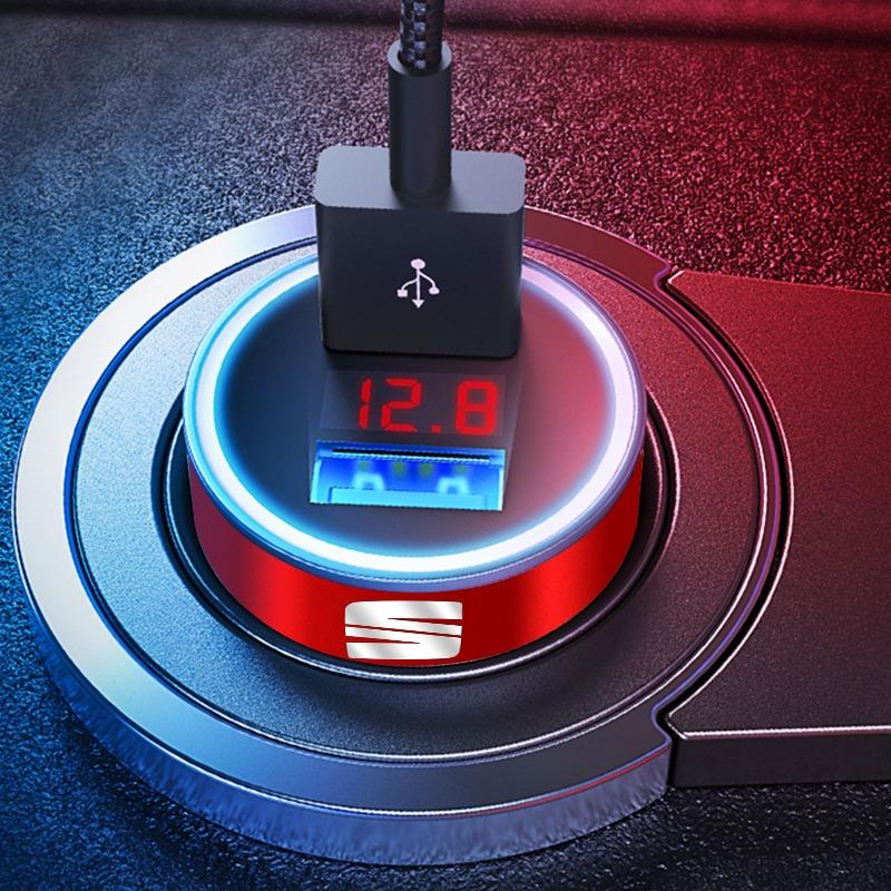 Автомобильное зарядное устройство 2 USB порта Быстрая зарядка Цифровой дисплей Автомобильные аксессуары для SEAT Leon FR 5 6 MII Altea 5F Ibiza Toledo Cordoba Alhambra MK3