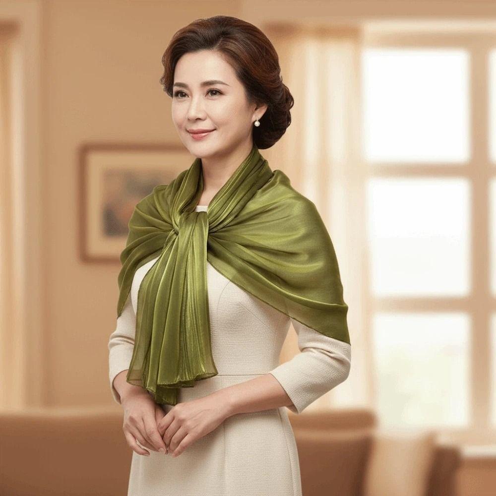 Long Chiffon Hijab Scarf Breathable Thin Large Shawl Sweet Smooth Silk Headscarf Women