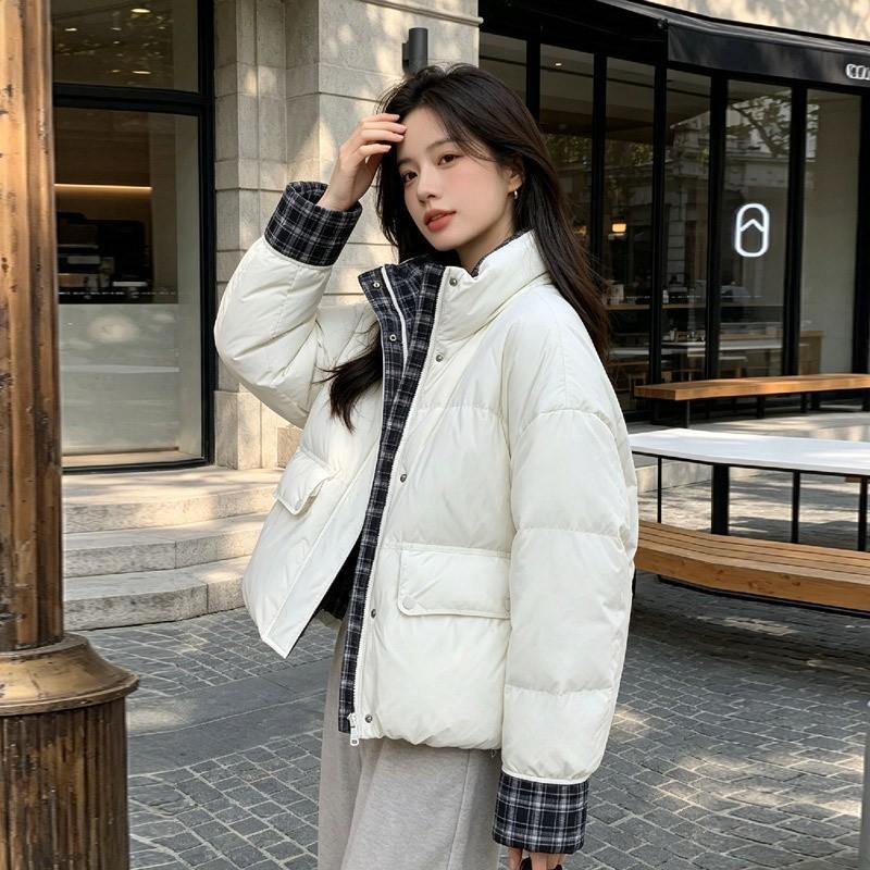 Womens Short Down Jacket Winter Warm Puffer Coat 2026 Lightweight Thick Hoodless Outerwear Office Commute