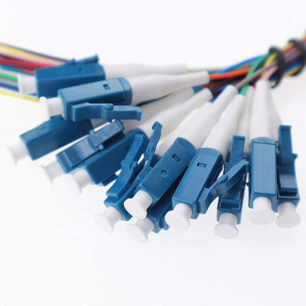 12 Strand Fiber Optic Pigtail LC/UPC Single Mode Low Insertion Loss with Ceramic Ferrule 1.5m for Optical Fiber LAN, Optical Fiber Communication