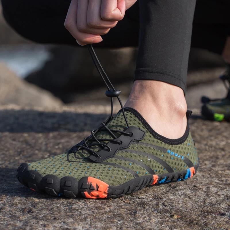 Модные зеленые кроссовки для плавания для мужчин, пляжные кроссовки Aqua Barefoot, дышащие кроссовки для серфинга, для моря, дайвинга, женщин, спорта Muje
