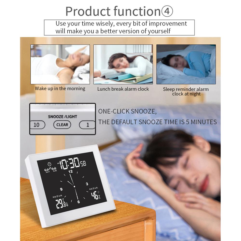 Цифровые часы с дисплеем температуры и влажности, водонепроницаемые настенные часы, комнатный термометр с ЖК-дисплеем