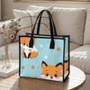 Cute Fox Printed Tote Bag Fashion Casual Daily Handbag Lightweight Portable Shopping Shoulder Bag