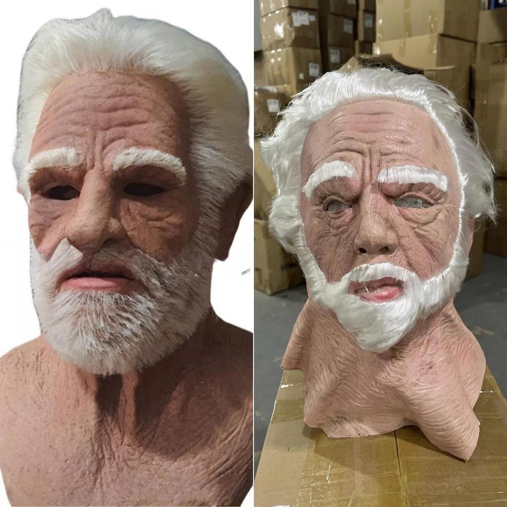 Имитация маски дедушки, латексная маска старика с париком