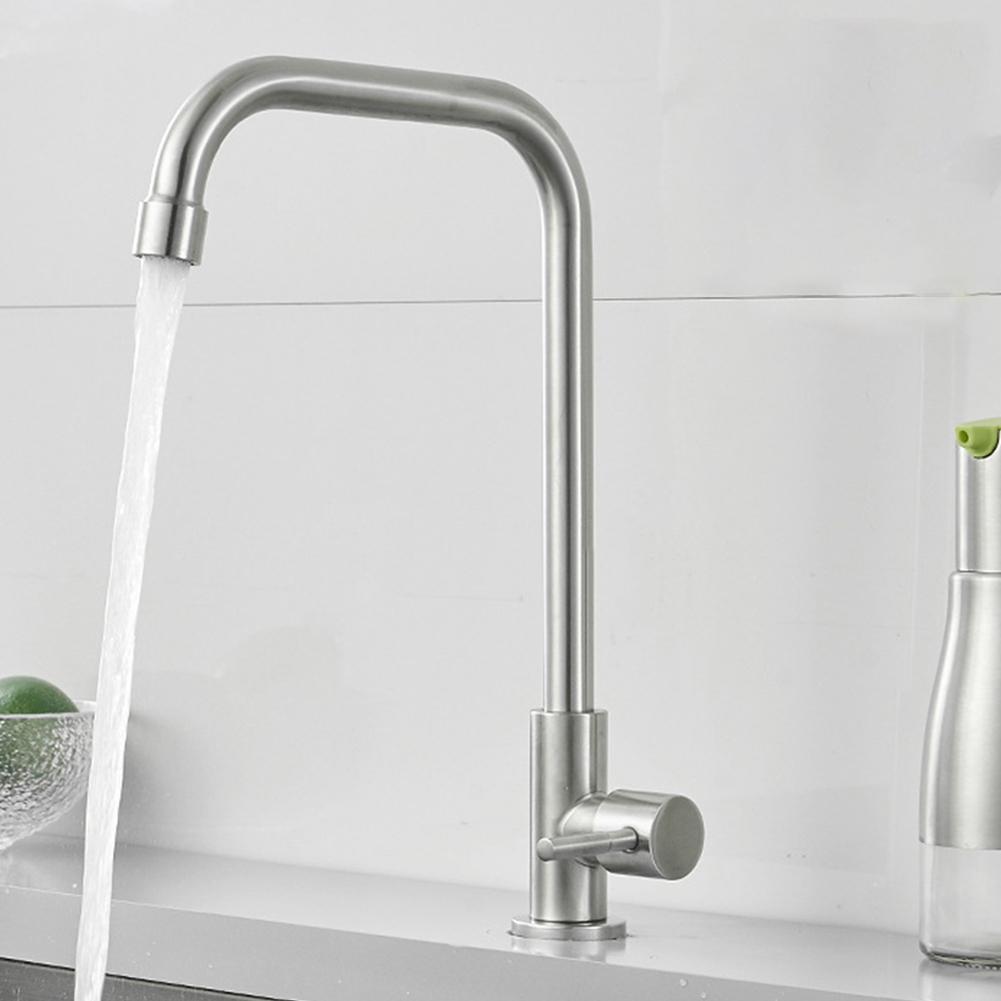 Stainless Steel Kitchen Faucet Single Lever Hole Tap Cold Sink Faucet Single Handle Deck Mounted Water Tap