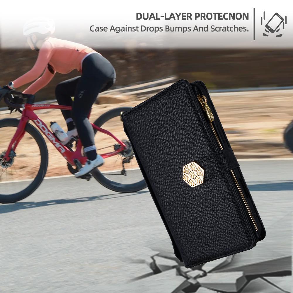 For Samsung Galaxy XCover7 Pro Case Cross Texture PU Leather+TPU Wallet Phone Cover with Strap