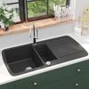 VidaXL Kitchen Sink In Granite Double Bowl Black Home Kitchen Decor 142946