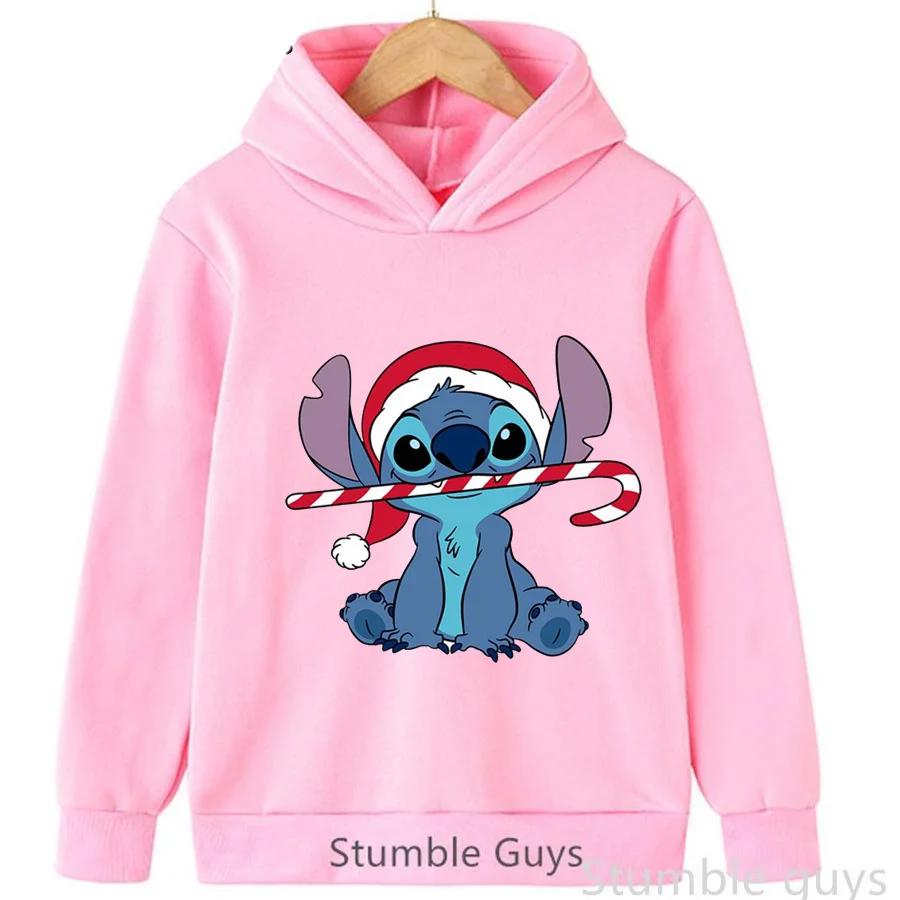 Autumn Kids Hooded Sweatshirt Sweet Cartoon Character Love Heart Print Long Sleeve Tops for Boys Girls 4-14Y