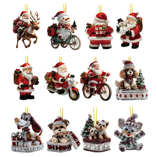 Рождественское украшение 2D плоский акриловый Санта-Клаус/Снеговик/Щенок елочные подвески для праздничной елки