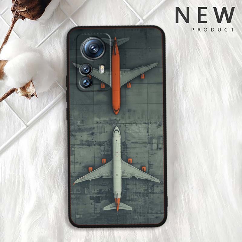 Модный чехол для телефона с рисунком самолета для Xiaomi Mi 15 14 13 13T 12 12T 12S 11 11i 11T Pro Ultra Lite 5G Черный Мягкий