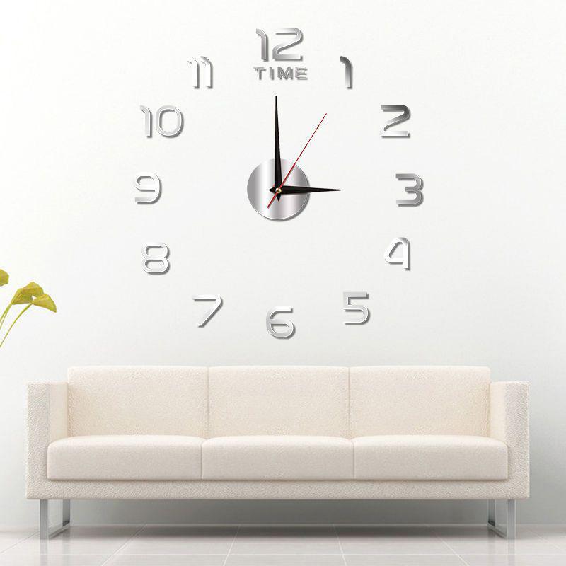 Часы для украшения спальни, большие настенные часы 2D, гостиная, большой сад, акриловое зеркало, наклейка, украшение, искусство, декор, часы, цифровые