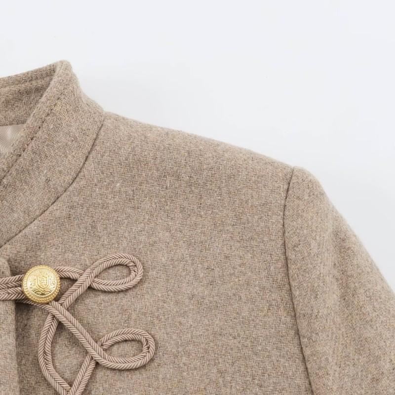 Womens Wool Blend Coat Fall Winter Tie Knot Belted Slim Fit Elegant Outerwear XS S M L