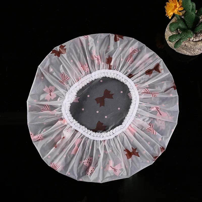 Многоразовая шапочка для душа с резинкой, водонепроницаемая и утолщенная, для купания, для женщин, идеально подходит для парикмахерской и домашнего использования