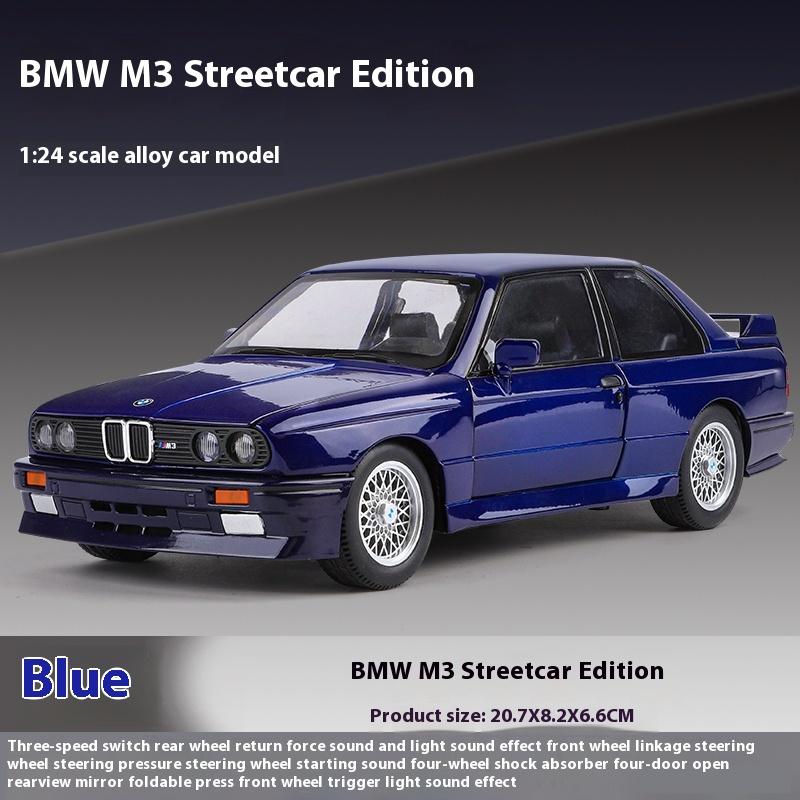 1:24 BMW M3 E30 Alloy Sport Racing Car Model Diecast Metal Classic Car Vehicle Model Simulation Sound & Light Toy Birthday Gifts