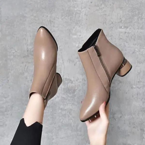 Удобная женская обувь, ботинки, женская зимняя обувь, мода 2025 года, классика, заостренный конец, кожа, искусственная кожа, женская осенняя повседневная обувь