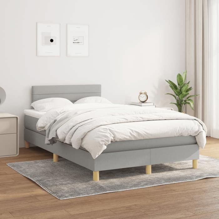 Maison Exclusive - Sommier à lattes de lit et matelas gris clair 120x190 cm tissu