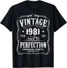 Classic 1981 Original Vintage Birthday Est 1981 Edition Tshirt Print Original Design Gifts T Shirts Summer Tops Camiseta