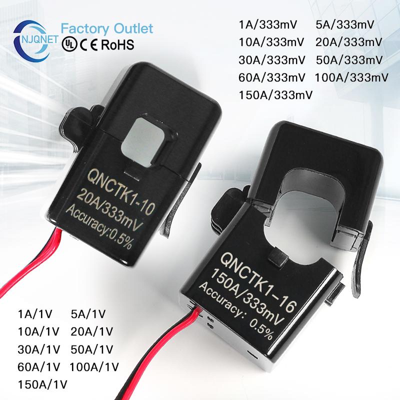 Расколотый трансформатор тока с открытым сердечником QNCTK1-10 30A 1V 150A 0.333V 10A 333mV 50A 100A AC Датчик тока с зажимом CTЗапасные датчики2
