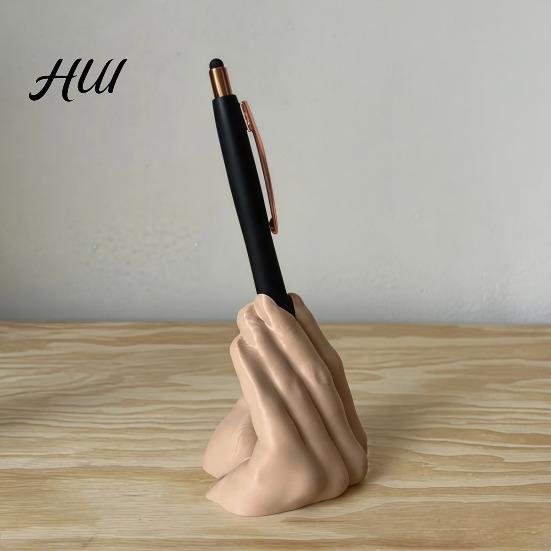 Office Desk Organizer Funny Hand Gesture Pen Holder for Desk, 3D Printed Unique Container Novelty Pencil Stand, Desktop Accessories