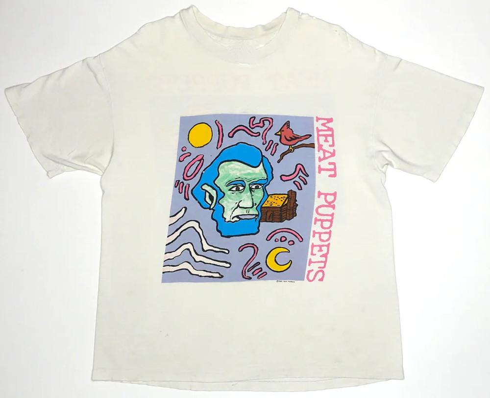 Meat Puppets - Abe Lincoln Tour Cotton Full Size White Unisex Shirt C149 Unisex T-Shirt