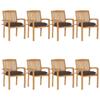 Stackable Garden Chairs with Cushions vidaXL 8 Pcs, Solid Teak