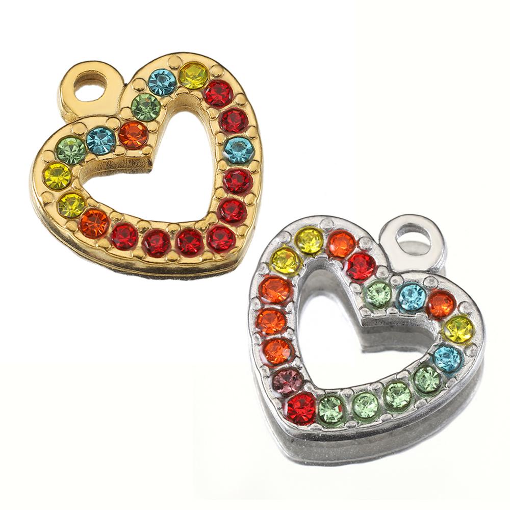 5pcs Mixed Stainless Steel Rhinestone Pendants Colorful Crystal Charms Beads for Necklace Bracelet Jewelry Making Charm DIY