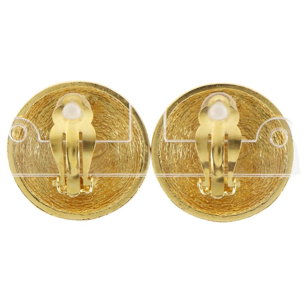 CHANEL COCO Mark Earring Matelasse vintage Plated Gold 31g Women Used