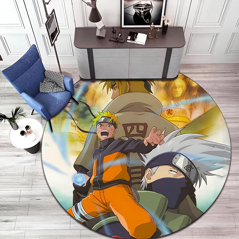 Famous cartoon NARUTO protagonist Uzumaki Naruto round carpet soft home decoration anti-slip door mat outdoor picnic mat carpet M1
