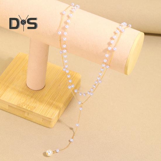 Золотое ожерелье из искусственного жемчуга для женщин, двухслойный чокер-цепочка из искусственного жемчуга, для подарков на день рождения, свадьбу, годовщину