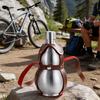 Silver 500ml Stainless Steel Travel Gourd Shape Water Bottle With Practical Carry Leather Strap Whiskeys Liquor Flask
