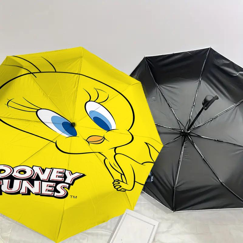 1 шт. Зонт Looney Tunes Птичка Твити - 8 ребер усиленный, автоматическое открытие, легкий и прочный, милый модный аксессуар для улицы, D2663
