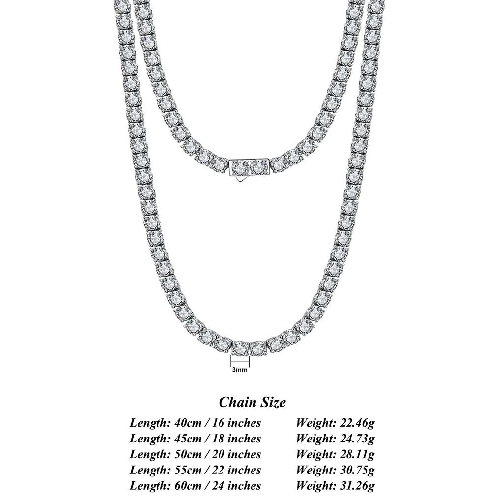 ORSA JEWELS Роскошное Серебряное Ожерелье-Цепь Тонкая 3/4 мм 'Теннисное' для Женщин Модное Круглое Ожерелье с Кубическим Цирконием Ювелирное Изделие SC74