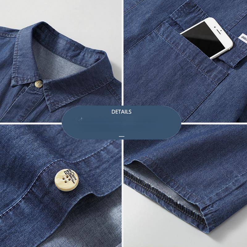 Плюс жир для увеличения джинсовая рубашка с короткими рукавами из хлопка Fat Guy с короткими рукавами летний тренд повседневная мужская одежда больших размеров