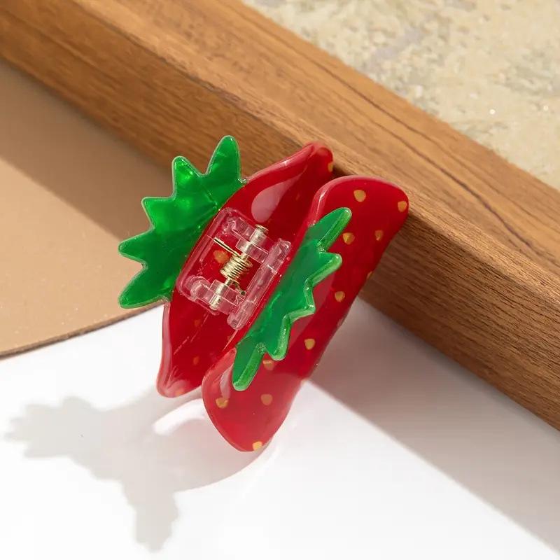 1 шт. Милая маленькая заколка для волос с клубничкой, мини-заколка для полупучка, модная заколка для хвоста, женский повседневный праздничный аксессуар для волос