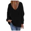 Women's  And Winter Loose Solid Color V-neck Long-Sleeved Knit