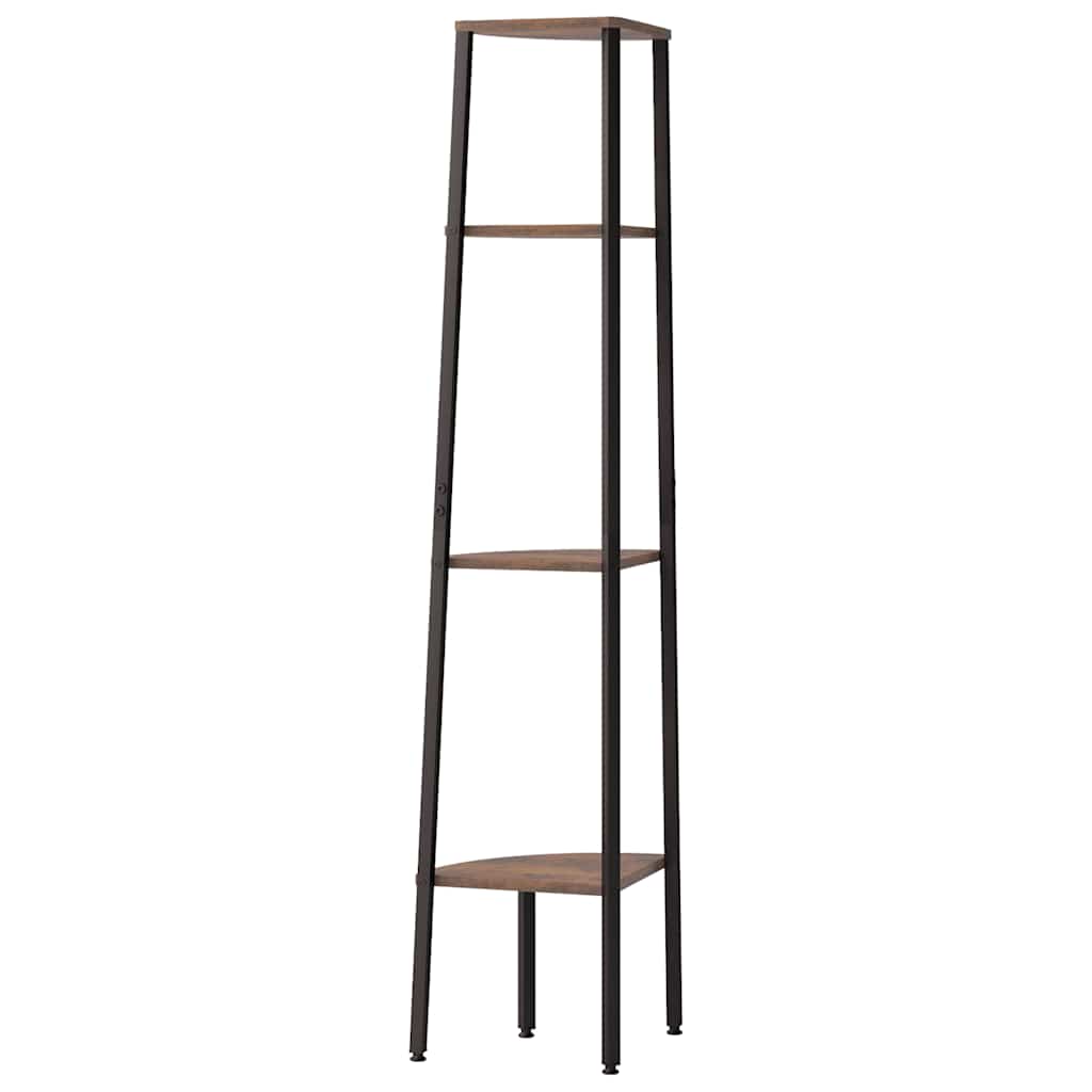 Vidaxl Regał Narożny, 4 Półki, Ciemnobrązowo-Czarny, 45,5X31,5X150 Cm