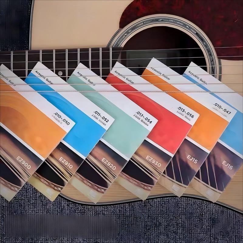 Струны для акустической и электрогитары: DDLO Folk, EZ Brass, EJ Phosphor Bronze, EXL Electric.