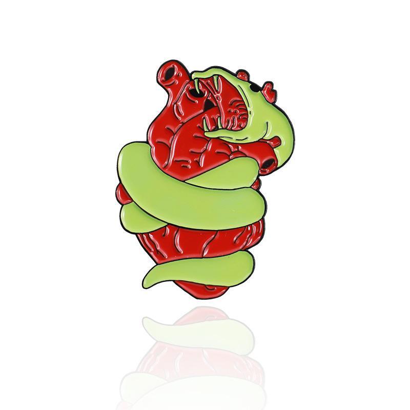 Creative Medical Organs Enamel Brooch Brain Lung Heart Chest Uterus Flower Wave Mechanical Heart Metal Badge Lapel Pins Jewelry